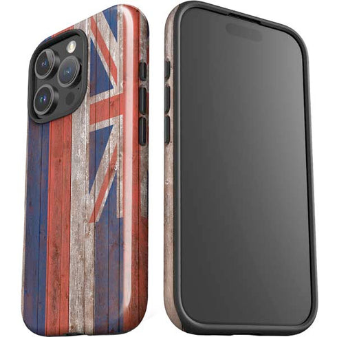 Hawaiian Flag Dark Wood iPhone 16 Pro Impact Case